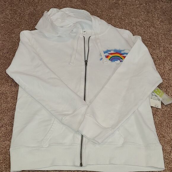 Bp White Airbrush Rainbow zipper hoodie - Picture 1 of 6